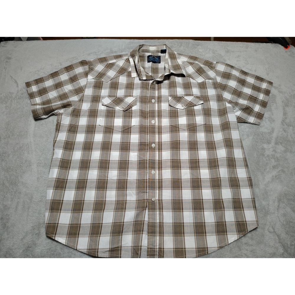 Bruno Shirt Men 2XL Brown Plaid Cowboy Rodeo Western Snap/Button Short Sleeve
